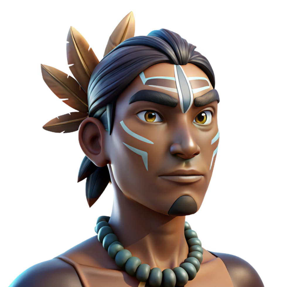 serene creative Portrait of a Man with Tribal Face Paint authentic png