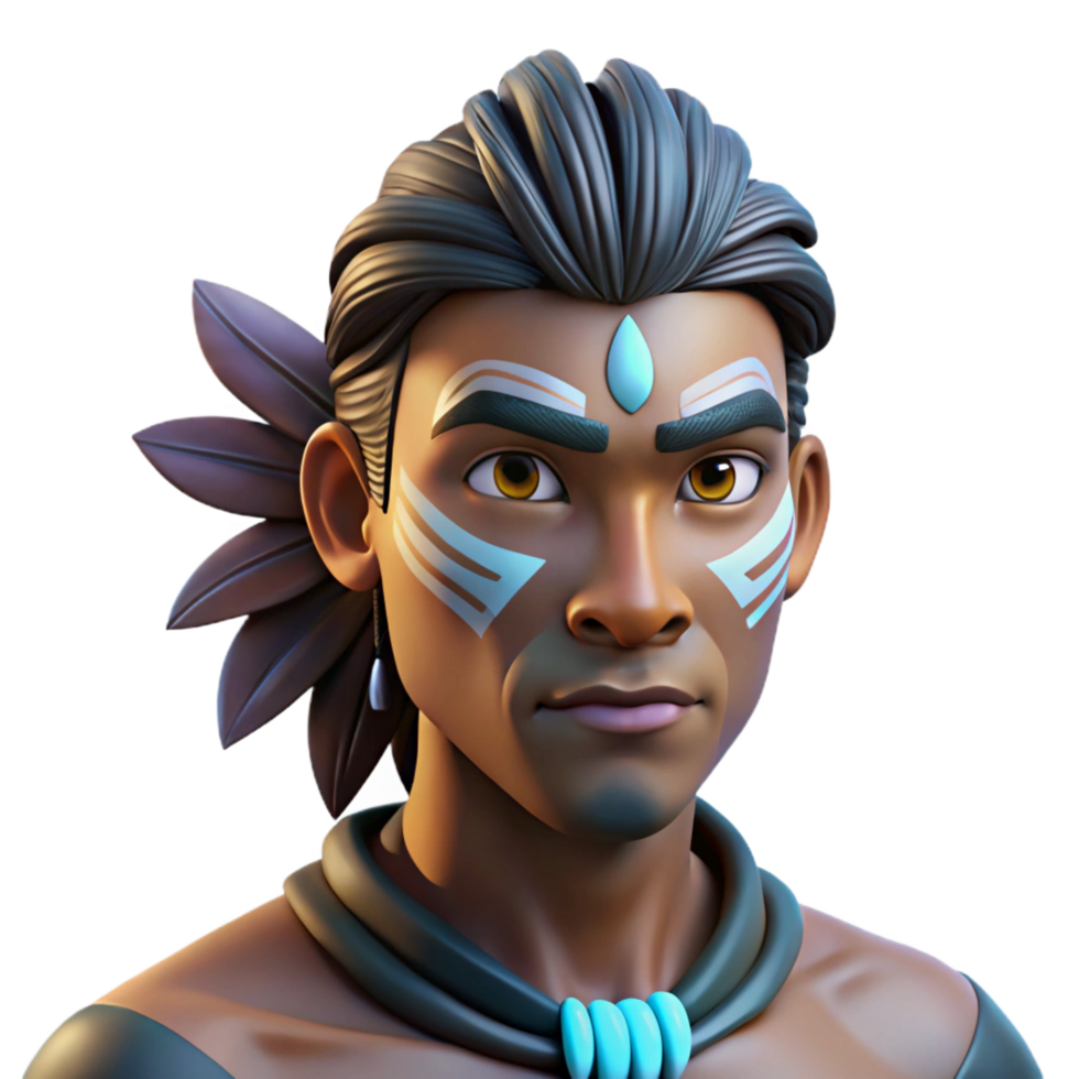 extraordinary modern Portrait of a Man with Tribal Face Paint premium png