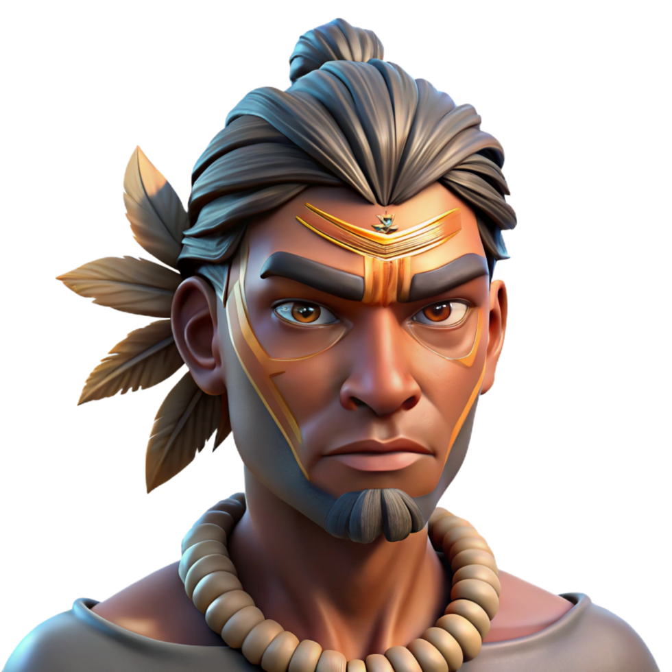 beautiful abstract Portrait of a Man with Tribal Face Paint high resolution png