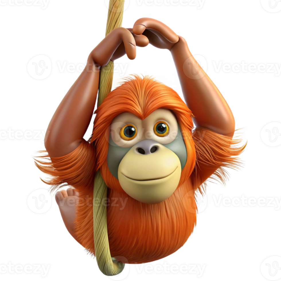 calm captivating Orangutan, hanging, with Transparent Background exclusive png