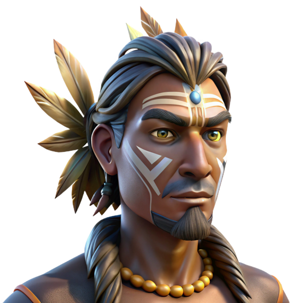 magnificent creative Portrait of a Man with Tribal Face Paint detailed png