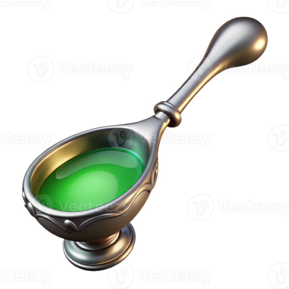 acclaimed renaissance Photorealistic, professional render, isolated cutout of an Art Nouveau absinthe spoon, silver, ornate handle, drip bowl, with Transparent Background fine detail png