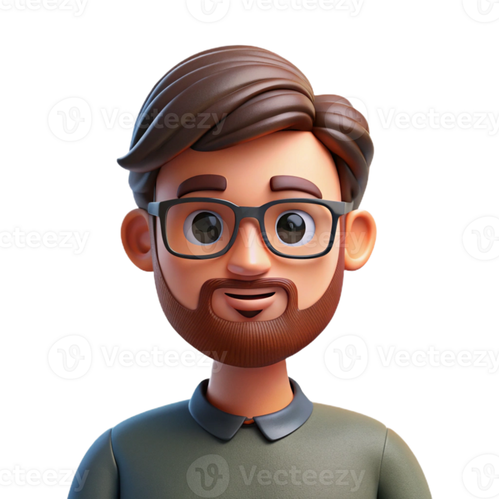 alluring unparalleled Serious young man with beard and glasses with Transparent Background png
