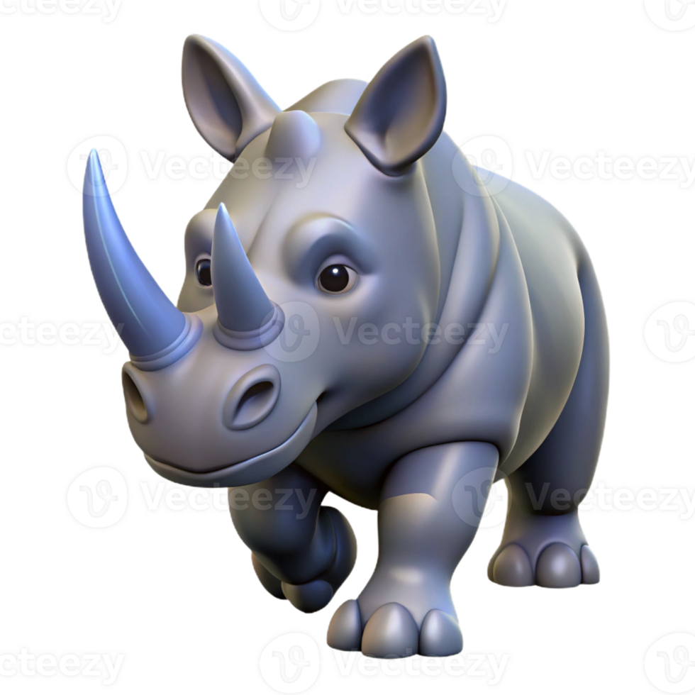 exemplary avant-garde Rhinoceros, charging, with Transparent Background high resolution png