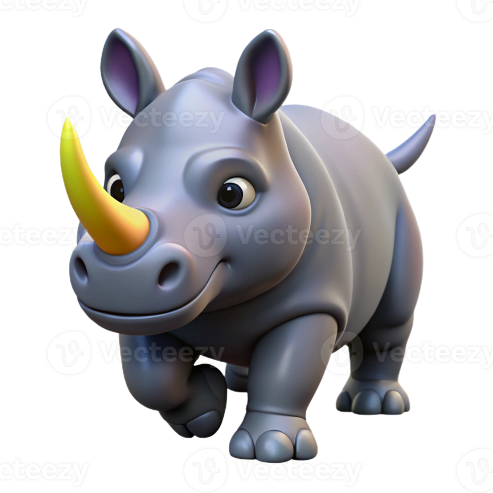 distinguished nordic Rhinoceros, charging, with Transparent Background professional png