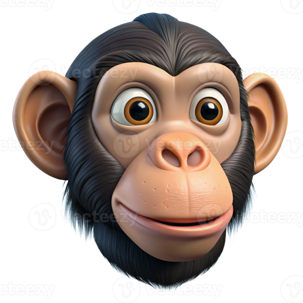 enchanting intense artistic Chimpanzee, grooming, detailed face with Transparent Background museum quality png