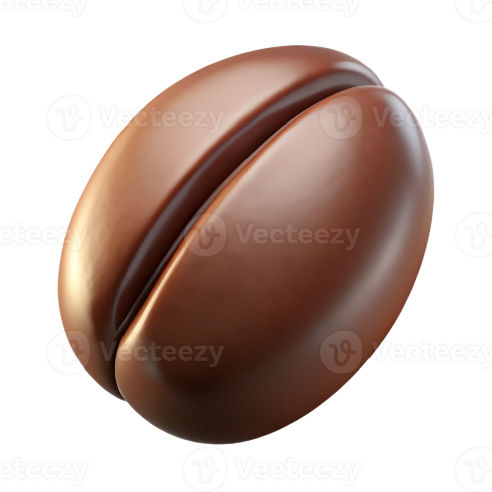 exquisite organic Ultra-detailed photorealistic isolated cutout of a single coffee bean with Transparent Background studio quality png