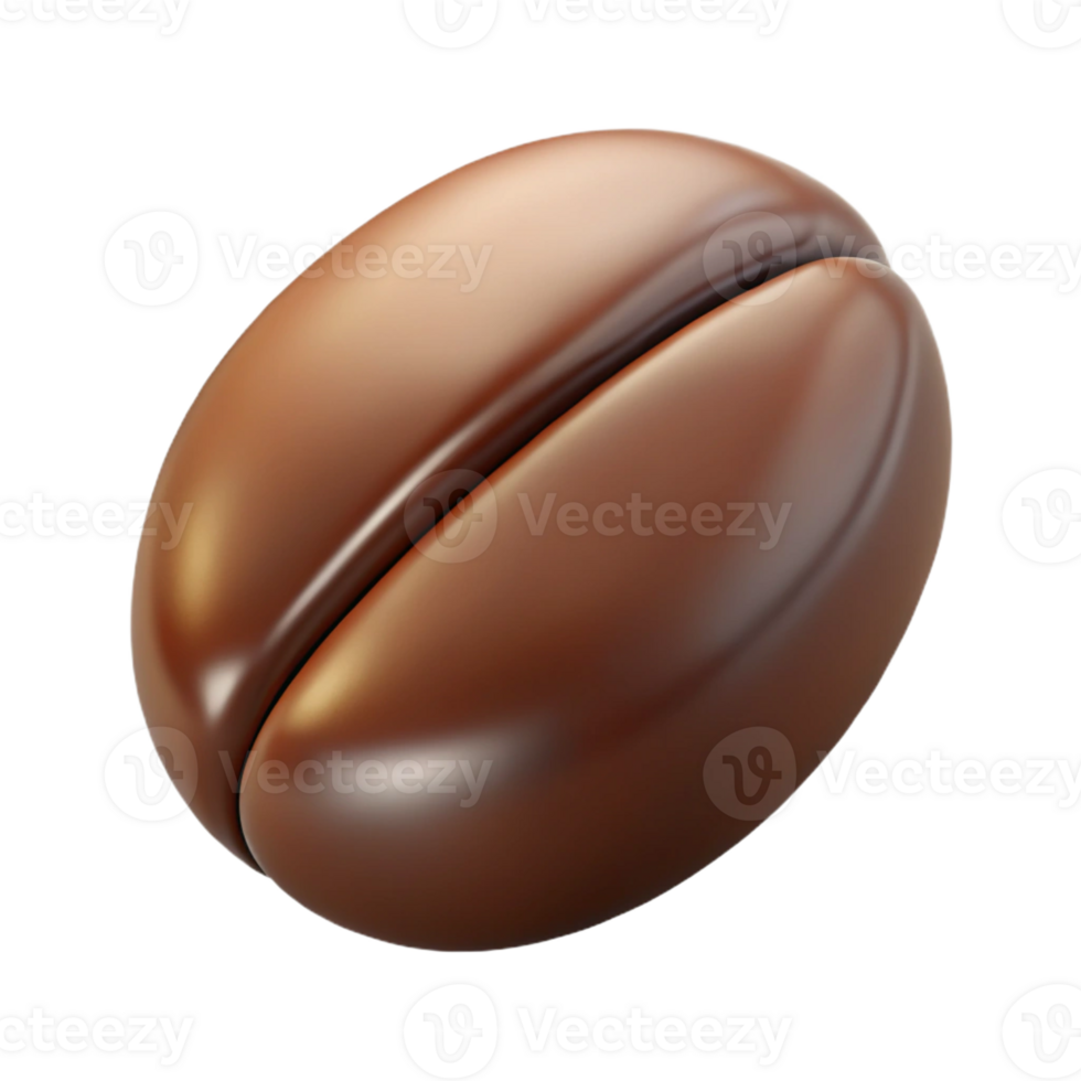 dynamic beautiful Ultra-detailed photorealistic isolated cutout of a single coffee bean with Transparent Background exclusive png