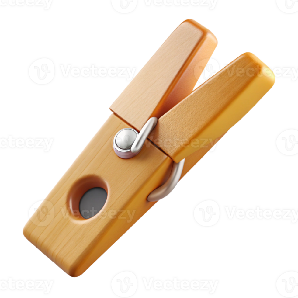 dramatic joyful creative Concept art style, hyper-specific isolated cutout of a single wooden clothespin with Transparent Background detailed png