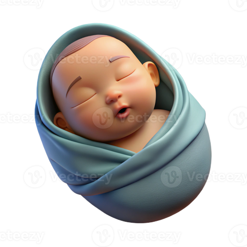 enchanting distinguished Sleeping newborn baby wrapped in a blanket with Transparent Background png