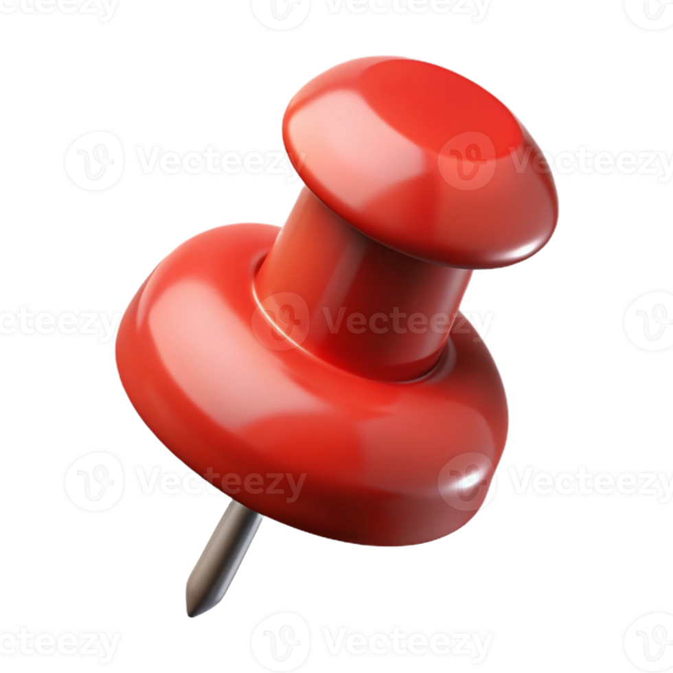 elegant classic Concept art style, hyper-specific isolated cutout of a single push pin, red with Transparent Background 4K png