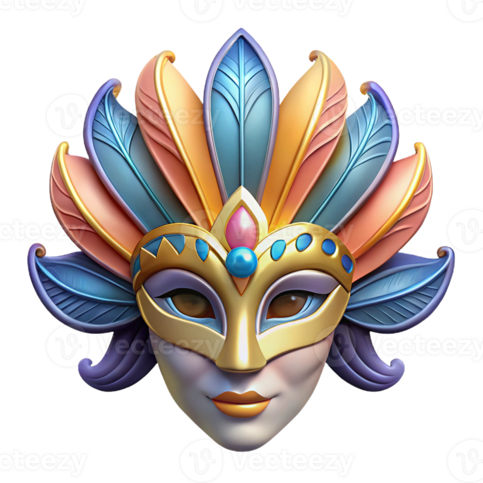 ethereal spectacular Hyper-specific, ultra-detailed, concept art style isolated cutout of an Art Nouveau mask, theatrical, feathered, jeweled, with Transparent Background authentic png