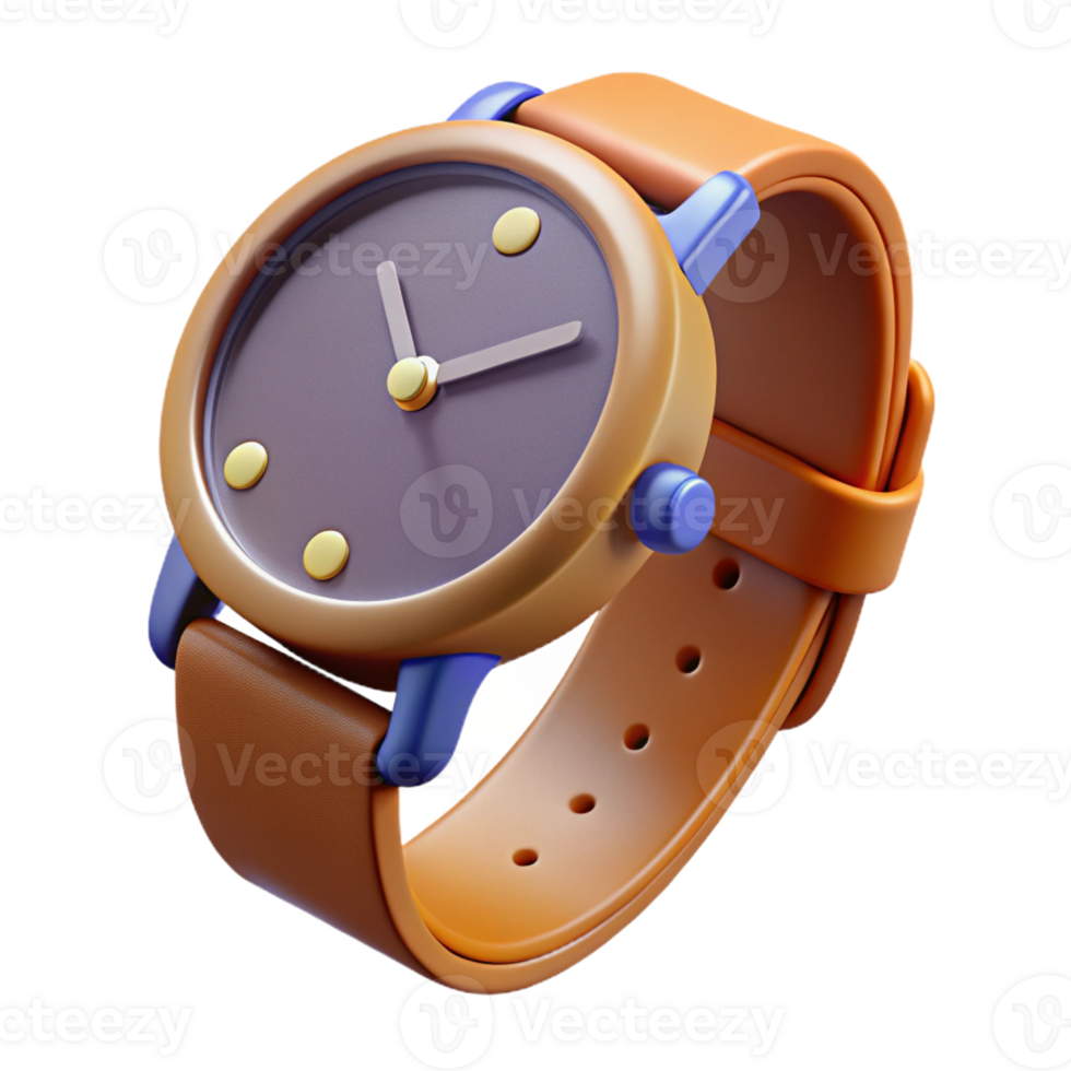 distinguished coastal Concept art style, isolated cutout of a single classic wristwatch with leather strap with Transparent Background professional png