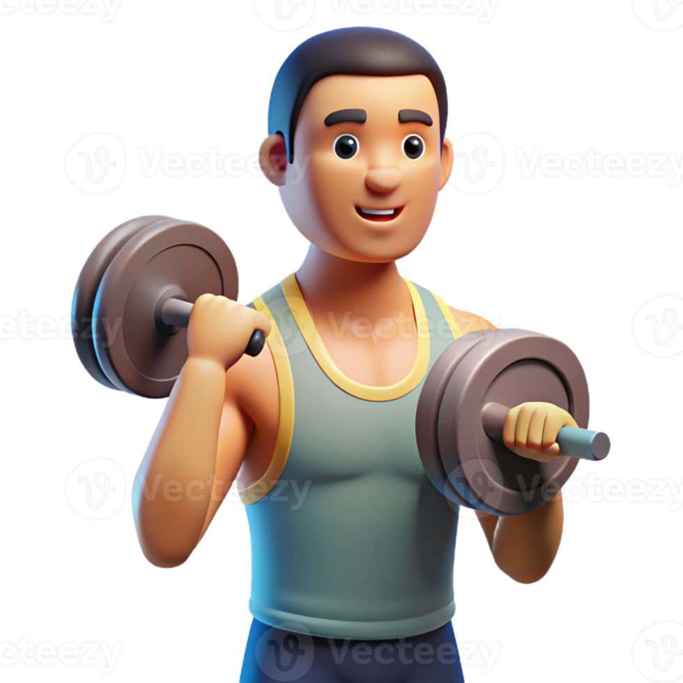 captivating harmonious classic Man lifting weights with determined expression with Transparent Background premium png