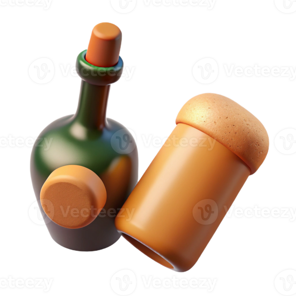 breathtaking sought-after Concept art style, hyper-specific isolated cutout of a single cork, wine bottle with Transparent Background png