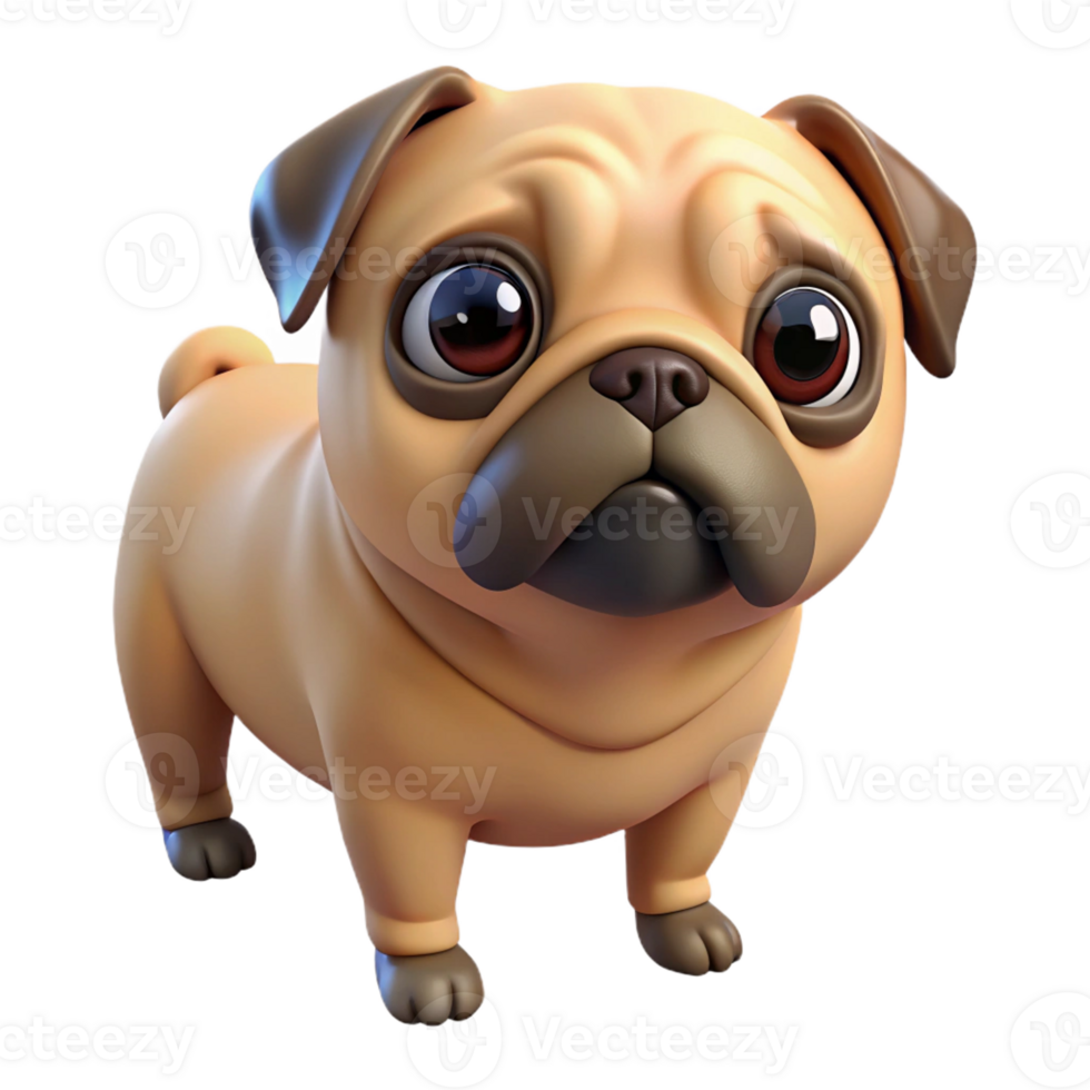 dramatic notable Pug, wrinkled face, curious expression, with Transparent Background png