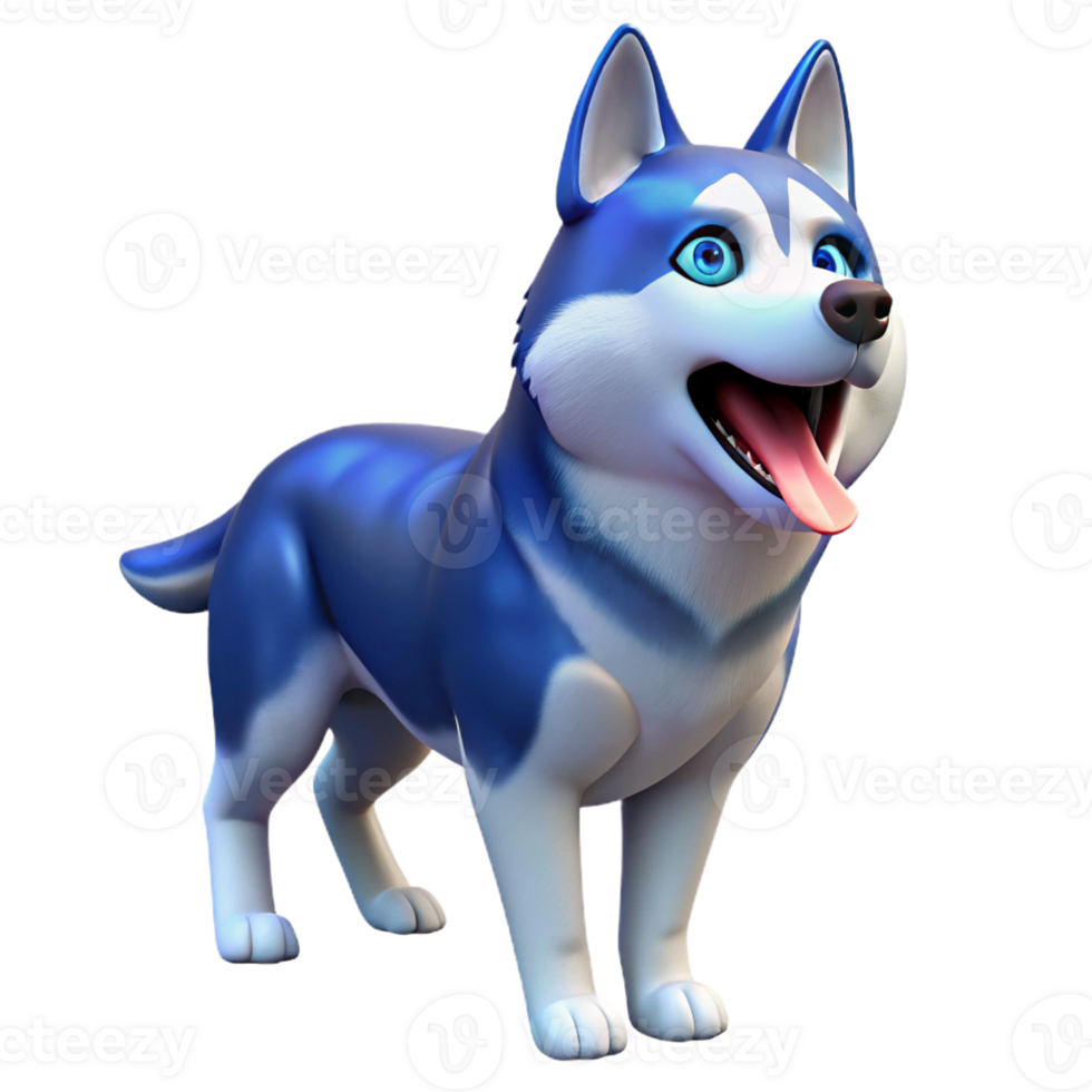 dazzling dynamic abstract Siberian Husky, blue eyes, howling, with Transparent Background authentic png