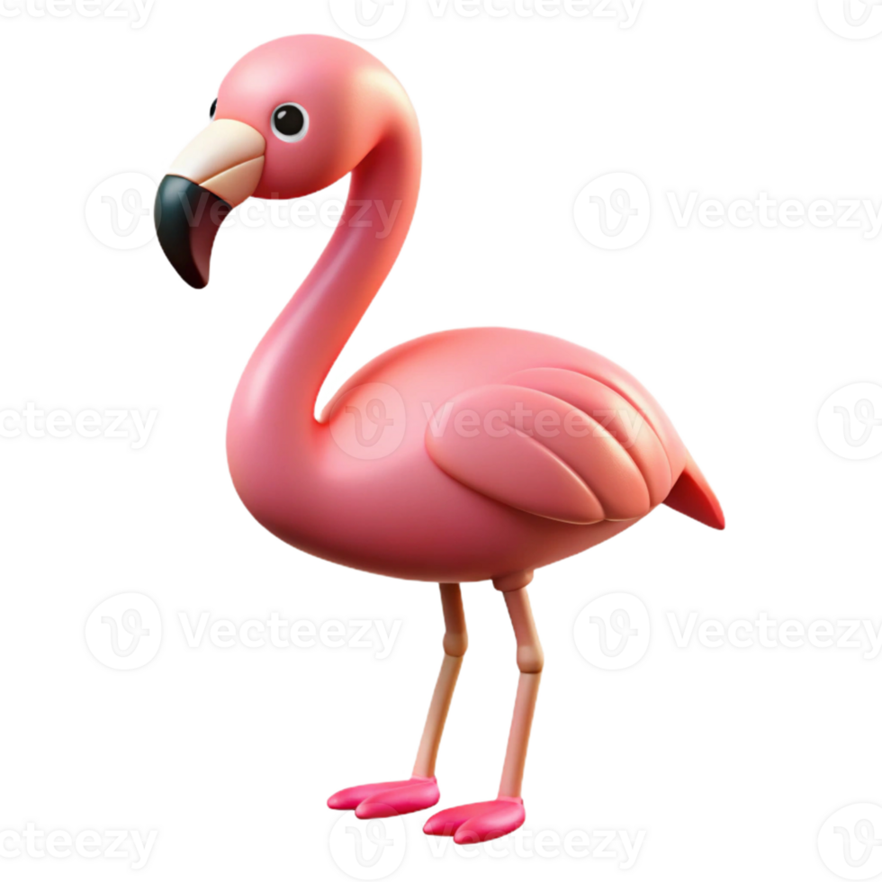 coveted mid-century Flamingo, pink, standing on one leg, with Transparent Background high resolution png