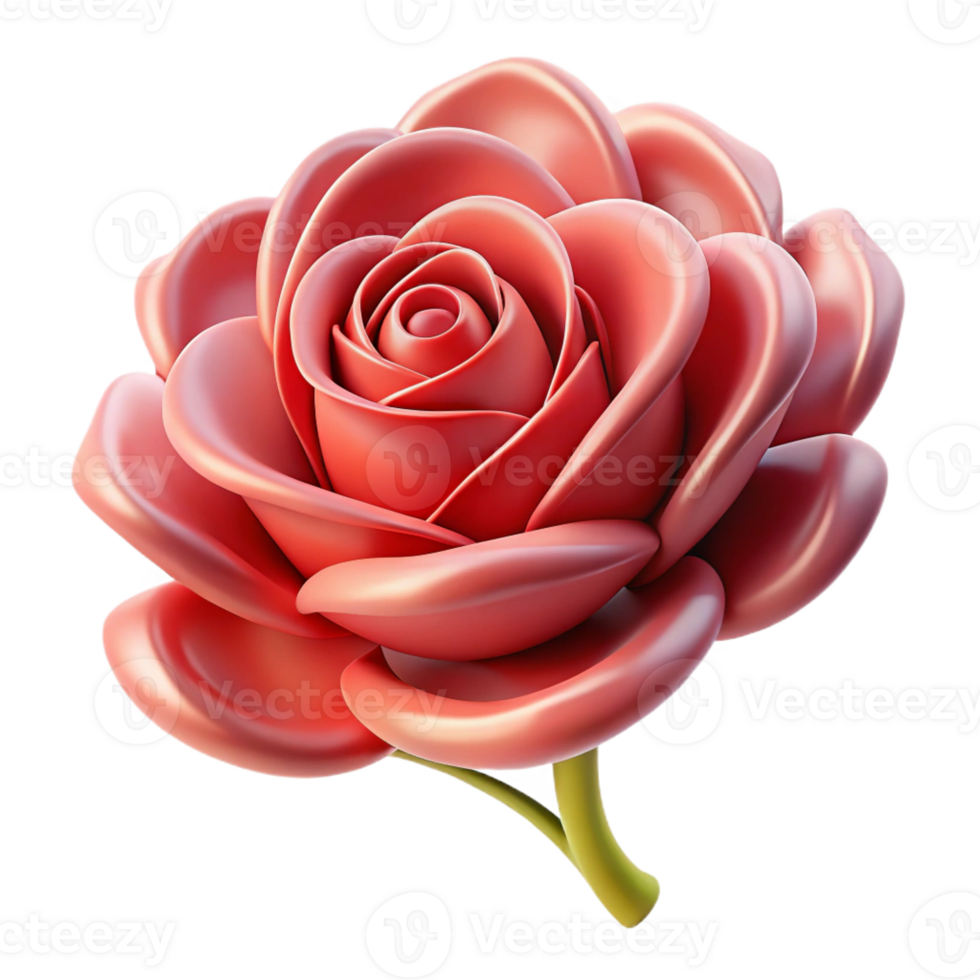 exquisite distinguished Ultra-detailed concept art style isolated cutout of an Art Nouveau stylized rose, intricate petals, flowing lines, thorny stem, with Transparent Background png