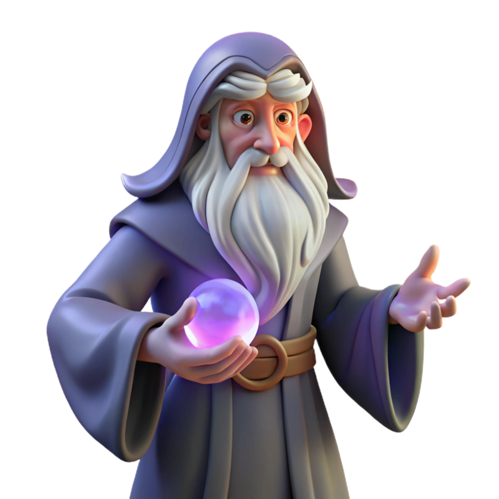 beautiful minimalist A Wise Old Wizard with a Long White premium png