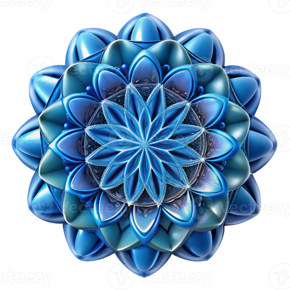 dramatic dazzling An intricate fractal pattern in shades of blue, with Transparent Background elite png