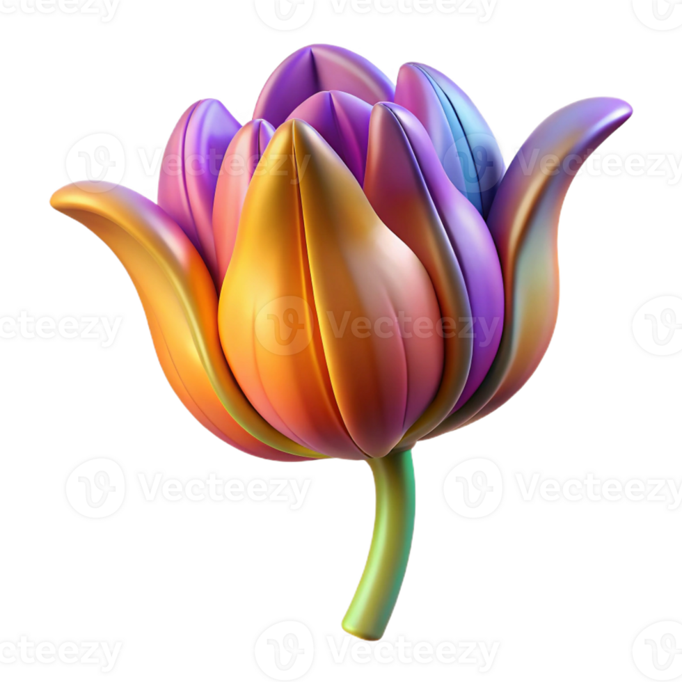 breathtaking timeless Hyper-specific ultra-detailed concept art style isolated cutout of an Art Nouveau stylized tulip, elongated, flowing lines, vibrant colors, with Transparent Background png