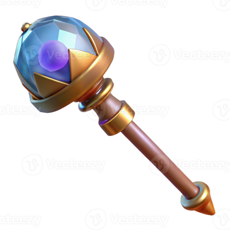 exemplary elegant A gleaming magic staff topped with a crystal orb with Transparent Background high quality png