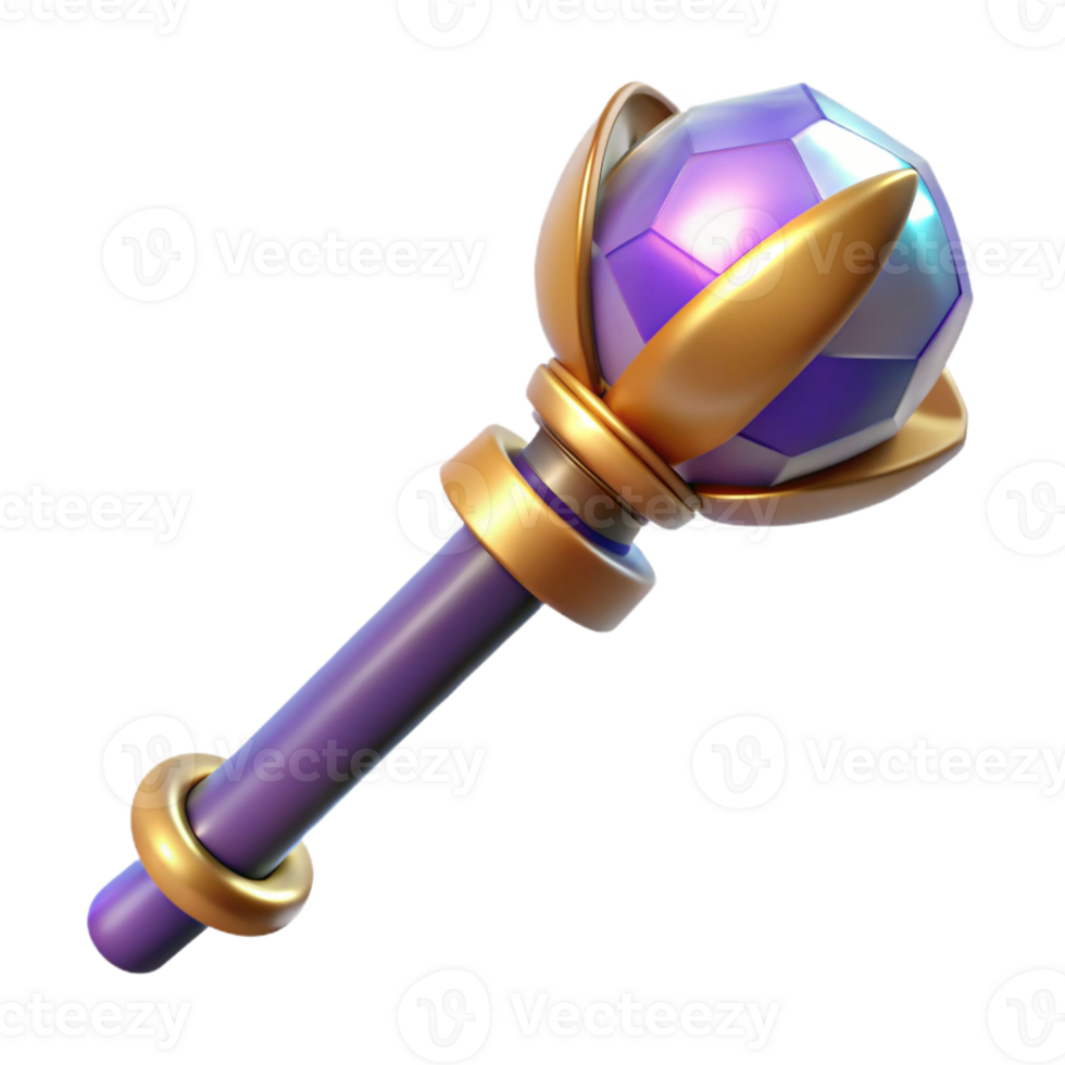 enchanting classic A gleaming magic staff topped with a crystal orb with Transparent Background authentic png