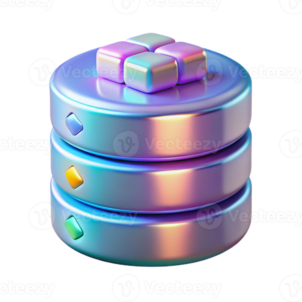 acclaimed geometric Holographic data storage device with spinning glyphs with Transparent Background detailed png