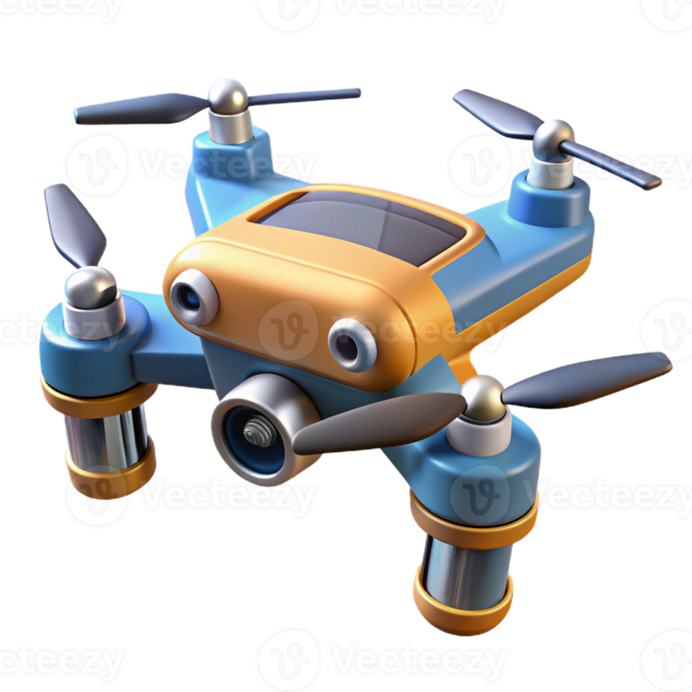 ethereal beautiful Robotic drone with camera and rotating propellers with Transparent Background precision png
