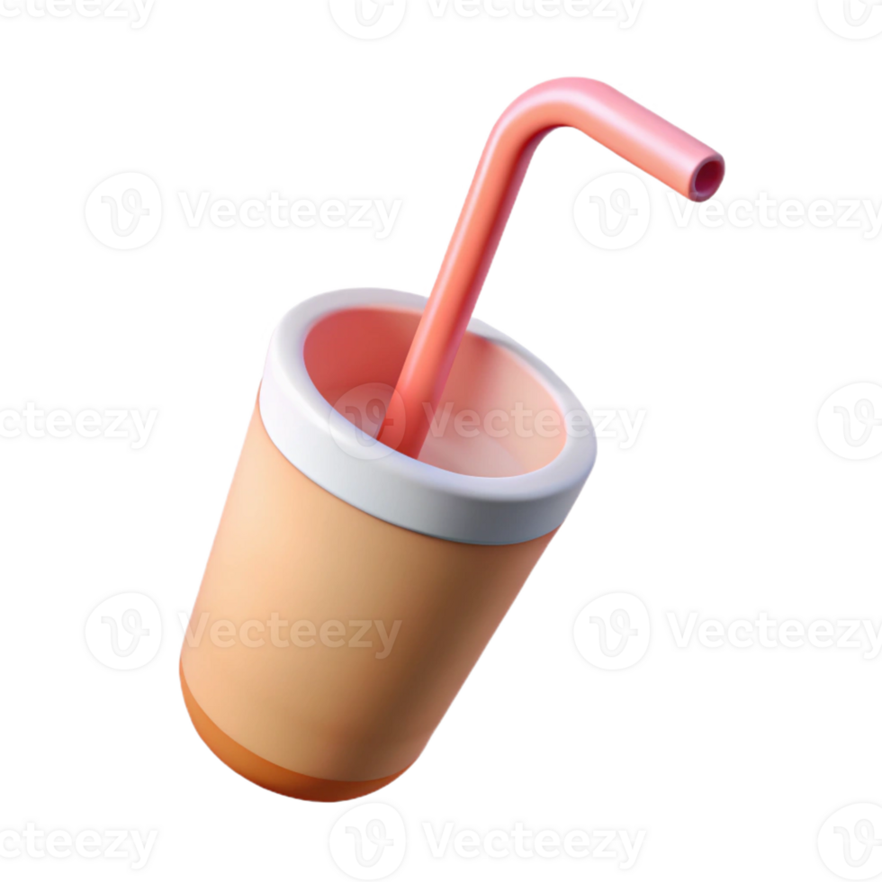 bold serene Concept art style, hyper-specific isolated cutout of a single drinking straw, paper with Transparent Background expertly shot png