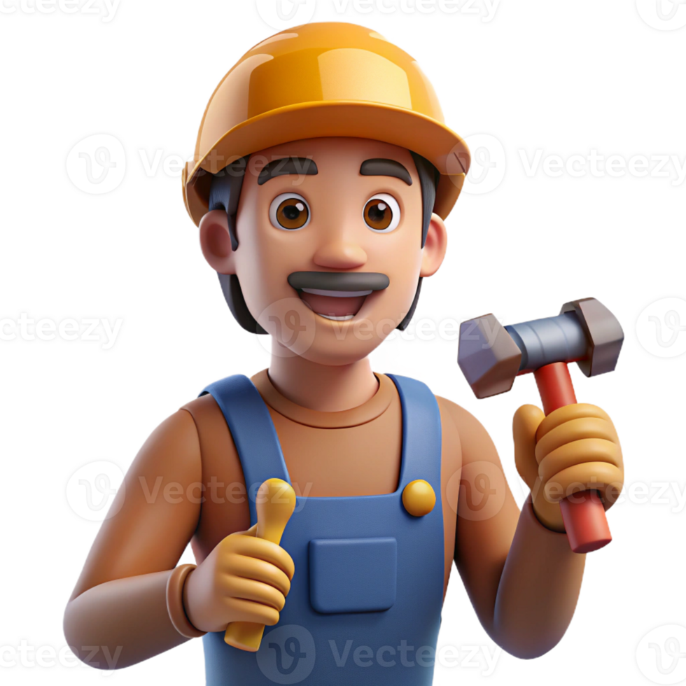 dramatic picturesque Carpenter with hammer and nails with Transparent Background detailed png