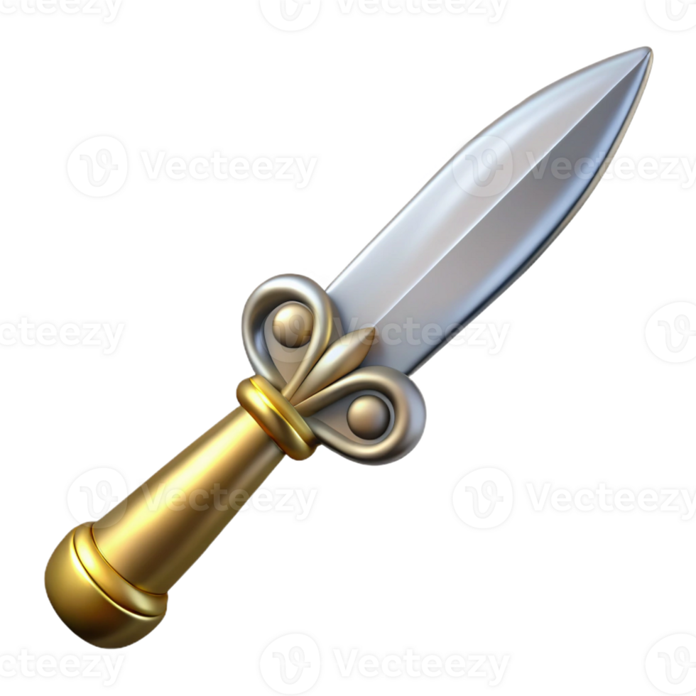 beautiful acclaimed Photorealistic hyper-specific professional render isolated cutout of an Art Nouveau letter opener, silver, ornate handle, sharp blade, with png