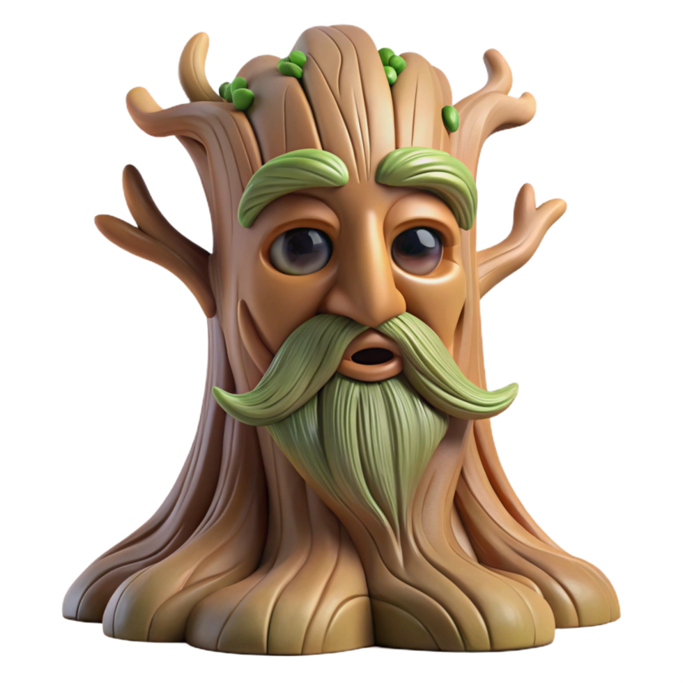 wonderful traditional A Wise Old Tree Spirit with a Face Carved high resolution png