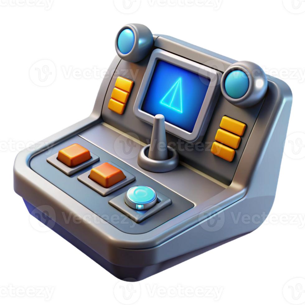 alluring exemplary Spaceship cockpit control panel with illuminated buttons and levers with Transparent Background png