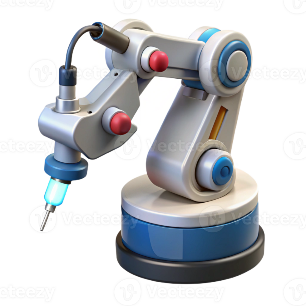 captivating signature Advanced robotic surgery tool with articulated arms and laser scalpel with Transparent Background png