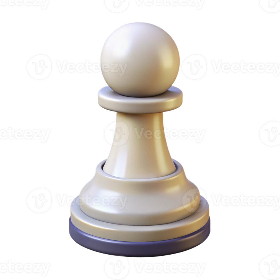distinctive impressionist Concept art style, isolated cutout of a single white chess pawn with Transparent Background handcrafted png