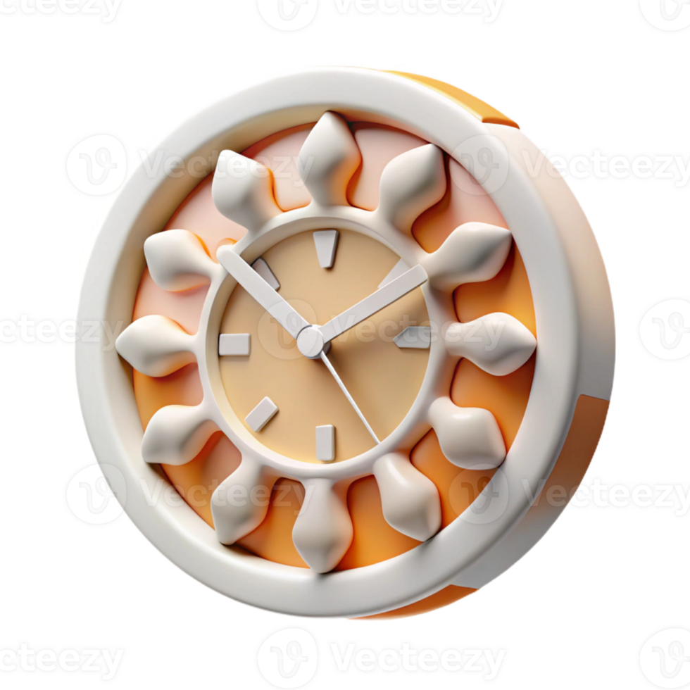 alluring playful artistic A single, abstract clock face with distorted numbers, with Transparent Background refined png