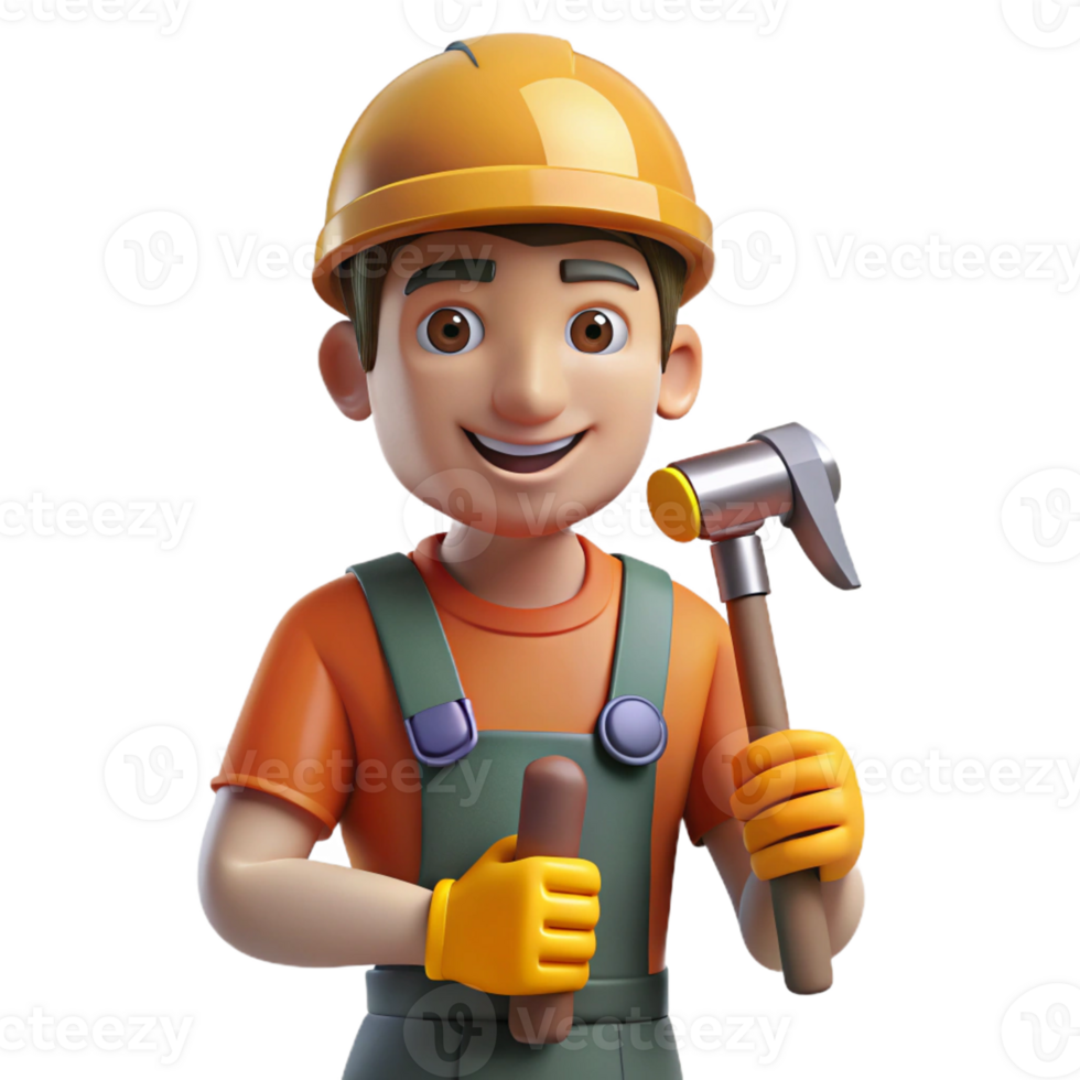 alluring avant-garde Carpenter with hammer and nails with Transparent Background elite png