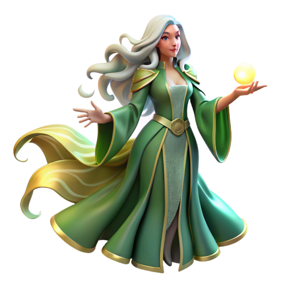 stunning classic A Lone Ethereal Sorceress with Flowing detailed png
