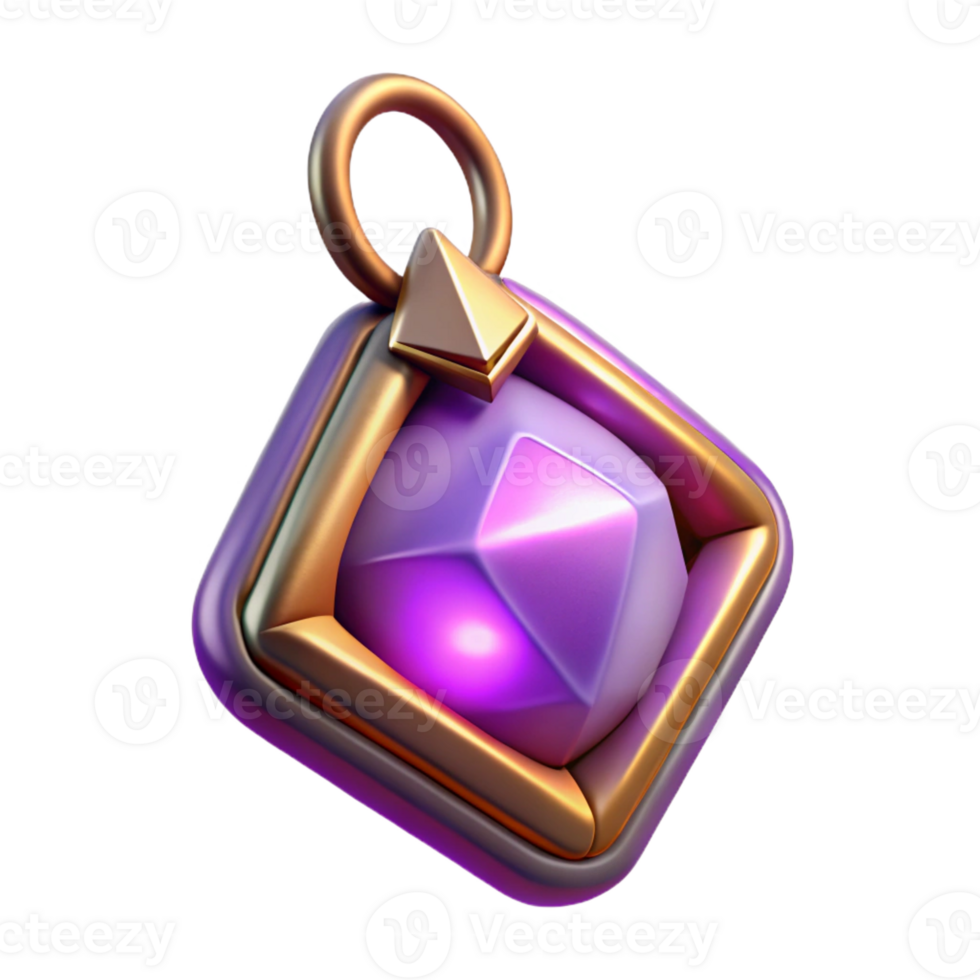 bold dazzling A mystical amulet with a glowing gemstone with Transparent Background original png