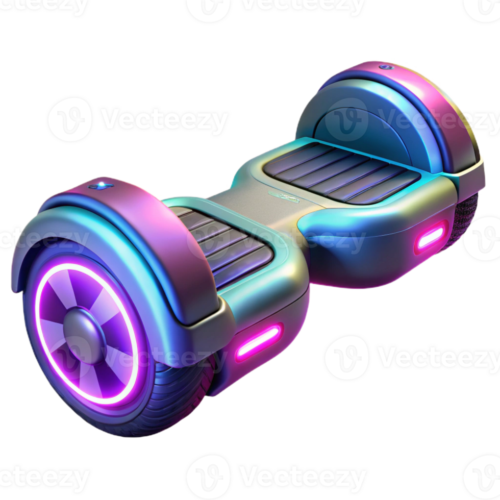 acclaimed traditional Futuristic sports hoverboard with glowing neon accents with Transparent Background studio quality png
