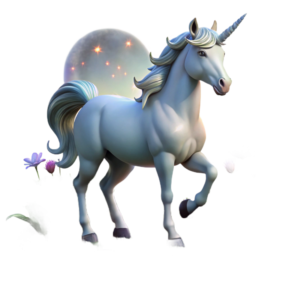 impressive traditional A Majestic Unicorn with a Silver Coat and detailed png
