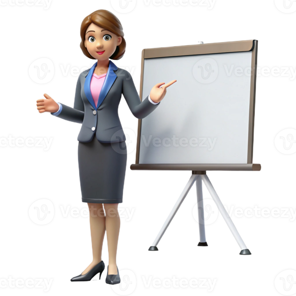 dramatic urban Businesswoman giving a presentation with Transparent Background perfect clarity png