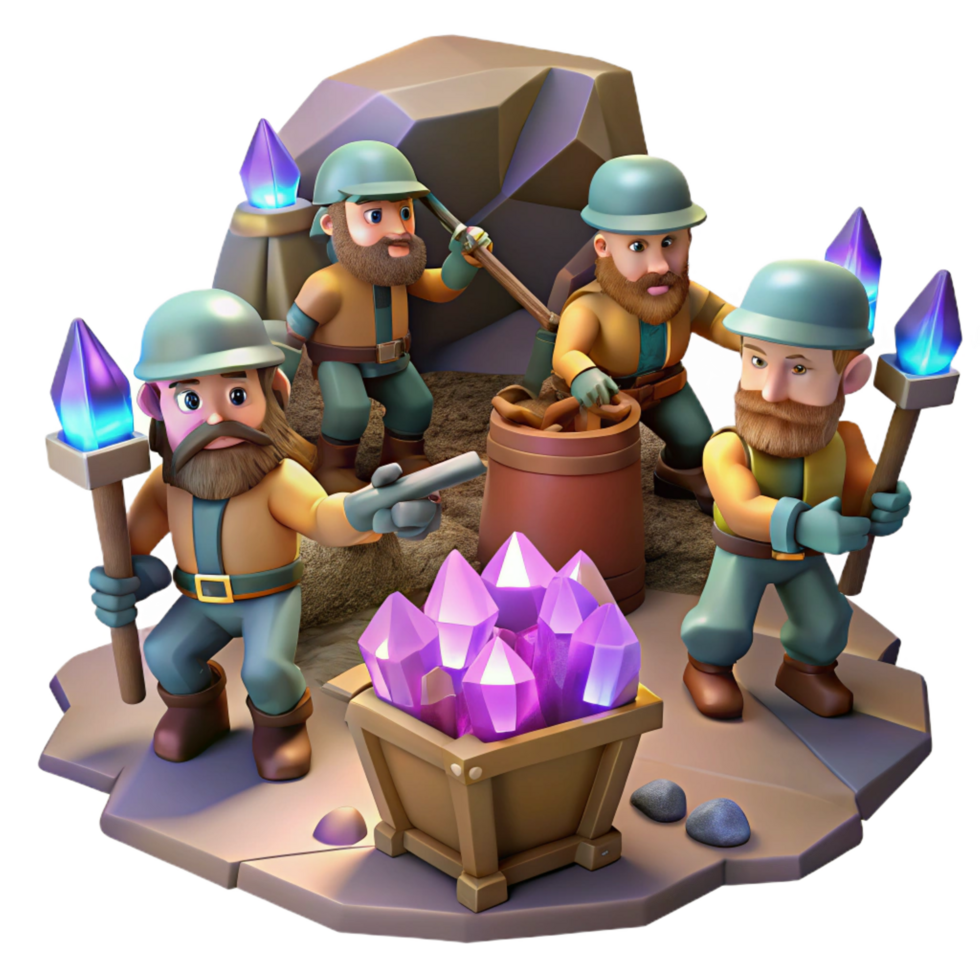 magnificent modern A Group of Courageous Dwarves Mining for professional png