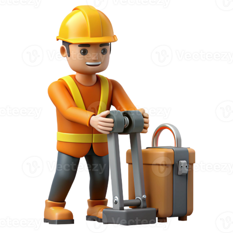 extraordinary bold creative Construction worker operating machinery with Transparent Background gallery standard png