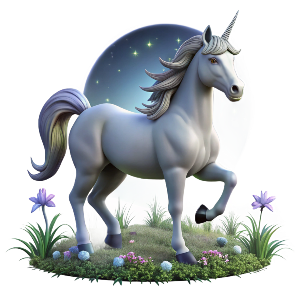 elegant traditional A Majestic Unicorn with a Silver Coat and premium png