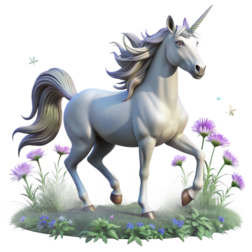 elegant traditional A Majestic Unicorn with a Silver Coat and genuine png