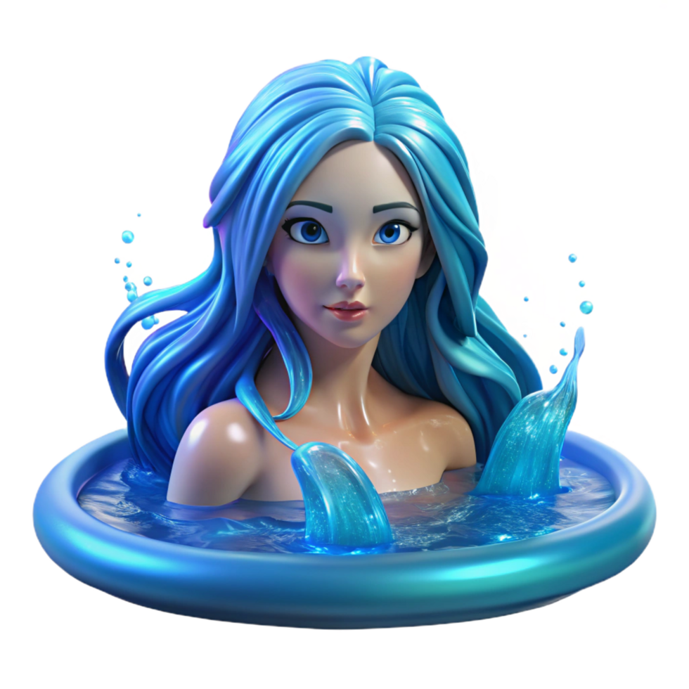 beautiful artistic A Graceful Water Nymph with Long Flowing premium png