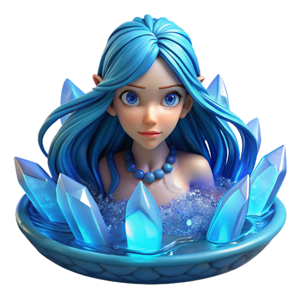 vibrant creative A Graceful Water Nymph with Long Flowing high resolution png